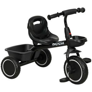 AIYAPLAY Tricicleta pentru copii evolutivă cu șezut reglabil pedale 2 coșuri centură pentru copii de la 2 la 5 ani negru | Aosom Romania imagine