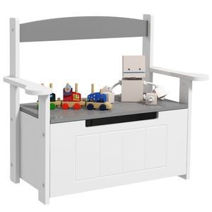 AIYAPLAY Cutie de jucării pentru copii 2 în 1 și banc cu spătar și brațe - piston pneumatic 68, 5L x 34l x 58H cm | Aosom Romania imagine