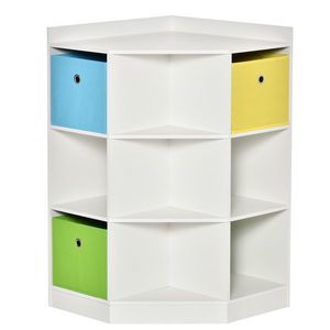 HOMCOM Raft de depozitare pentru copii, 3 sertare din netesut, MDF, antirăsturnare, Alb | Aosom Romania imagine