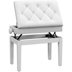 HOMCOM Banc pentru Piano cu Înălțime Reglabilă de la 48 la 58 cm Spațiu de Depozitare Picioruși din Lemn Alb | Aosom Romania imagine