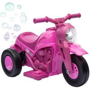 AIYAPLAY Moto electrică copii 2-5 ani, 3 roți, 6 V, 3 km/h, cu funcție de bule, efecte luminoase și sonore, roz | Aosom Romania imagine