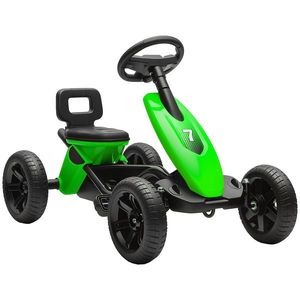 AIYAPLAY Kart cu pedale pentru copii, karting pentru copii între 2 și 5 ani cu roți EVA silentioase, înainte și înapoi, verde | Aosom Romania imagine