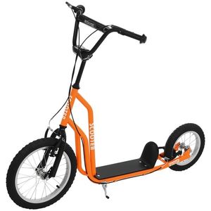 HOMCOM Kinderroller ab 5 jahre Trotinetă Tretinoter Cityroller Copii Scooter Kickboard cu Roți Gonflabile16/12 Inch Portocaliu 135 x 58 x 88-94 cm | Aosom Romania imagine