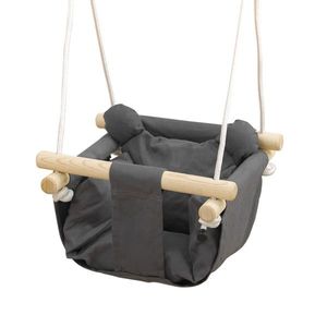 AIYAPLAY Leagăn pentru Bebeluși cu Înălțime Reglabilă pentru Copii de 9-36 Luni 40x40x110-180 cm Gri și Lemn | Aosom Romania imagine