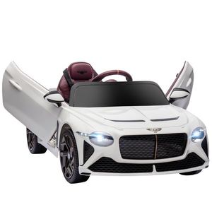 HOMCOM Mașină electrică pentru copii de la 3 la 5 ani 2 motoare 12V 25W 3-5 km/h telecomandă 2, 4G Bentley Bacalar alb | Aosom Romania imagine