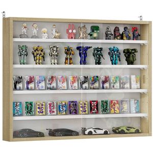HOMCOM Vitrină pentru colecție vitrină de perete 80 x 9, 5 x 60 cm 4 rafturi reglabile în înălțime 2 uși glisante din sticlă | Aosom Romania imagine