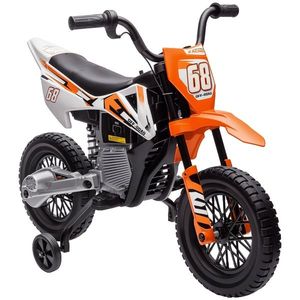 AIYAPLAY Motocicletă Electrică pentru Copii, 12V Motocicletă pentru Copii cu Muzică, Vehicul pentru Copii cu Rotile de Sprijin, 3-6 ani, Portocaliu | Aosom Romania imagine