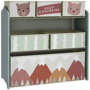 ZONEKIZ Dulap pentru copii cu 6 ladite din material textil, design dragut, 63x30x66 cm, Verde | Aosom Romania imagine