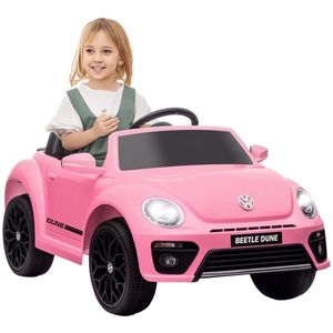 AIYAPLAY Mașină electrică pentru copii, VW Beetle, 3-5 km/h, cu telecomandă & muzică, roz | Aosom Romania imagine