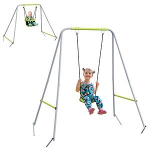 Outsunny Balansoar portic balansoar 2 în 1 pentru bebeluși curea de siguranță cu 5 puncte interior exterior verde | Aosom Romania imagine