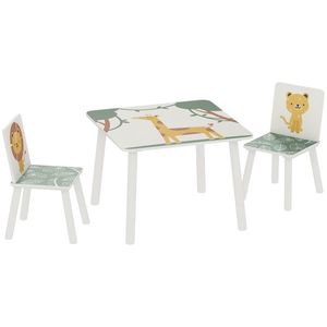 AIYAPLAY Set de Masă și Scaune pentru Copii, 3 Piese, Masă cu 2 Scaune pentru Dormitor, Grădiniță, Sală de Jocuri, Verde | Aosom Romania imagine