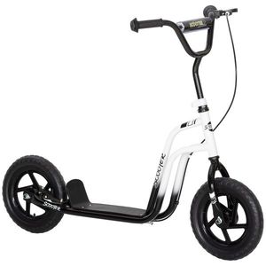 AIYAPLAY Monopatin pentru Copii 5-12 Ani cu Roți Mari de 30cm și Ghidon Reglabil, Monopatin pentru Copii din Oțel cu Frână Posterioară, Suport, Alb și Negru | Aosom Romania imagine