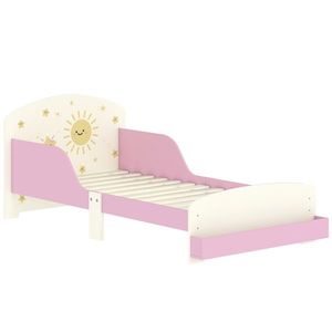 AIYAPLAY Pat copii mic, cadru cu design stele și spațiu de depozitare, roz | Aosom Romania imagine