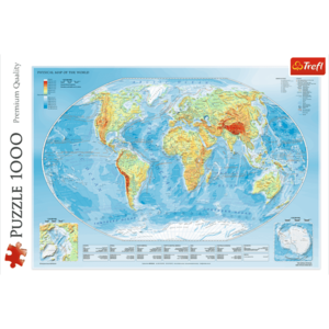 Puzzle 1000 piese - Harta Fizica a Lumii | Trefl imagine