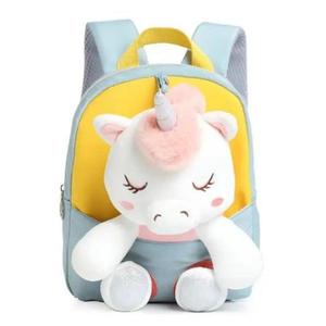 Rucsac Mini Unicorn din Plus, cu Design 3D, Potrivit pentru Copii Mici pentru Gradinita sau Scoala, Turcoaz imagine