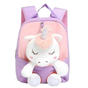 Rucsac Mini Unicorn din Plus, cu Design 3D, Potrivit pentru Copii Mici pentru Gradinita sau Scoala, Lila/Roz imagine