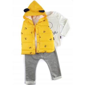 Set compleu haine copii, format din bluza, vesta si pantaloni Galben, marime 92 imagine
