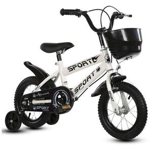 Bicicleta pentru copii cu roti ajutatoare si frane, 16 inch, Alba imagine