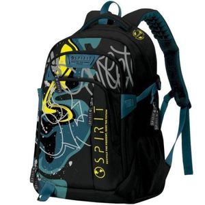Rucsac Spirit Pattern Graffiti, Negru/Galben, 49x35x16 cm imagine