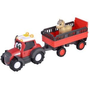 Tractor Simba ABC Massey Ferguson Animal Trailer 30 cm cu lumini, sunete, remorca si figurina imagine