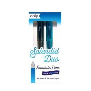 Stilouri Splendid Duo - set de 2 stilouri cu 4 rezerve de cerneala albastra si neagra imagine