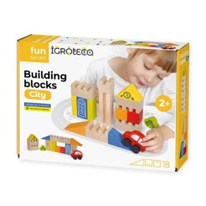 Set blocuri de constructie din lemn - Oras, 18 piese imagine