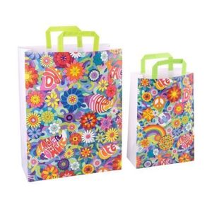 Punga de cadou copii din hartie flower power (Small, 70g) imagine