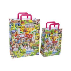 Sacosa cadou din hartie - Ferma fericita (L - 32 x 14 x 42cm, 90g) imagine