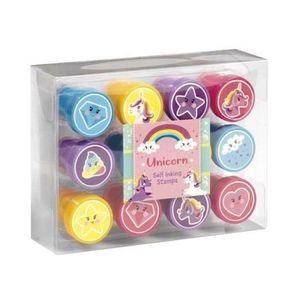 Set 12 stampile cu unicorni cu tus propriu imagine