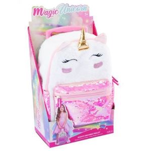 Ghiozdan troler fetita Girabrilla , Unicorn Magic, cu paiete reversibile si roti rezistente imagine