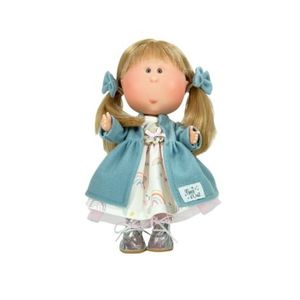 Papusa Nines D'Onil, Mia, cu parul blond si funde albastre, cu articulatii, cu miros de vanilie, 30 cm imagine