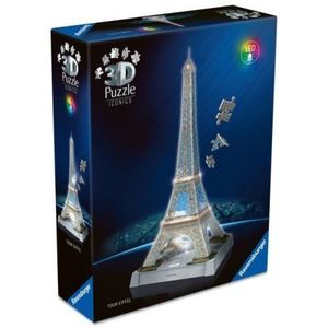 Ravensburger - Puzzle 3D iconic Turnul Eiffel cu LED 216 piese model de colectie in miniatura imagine