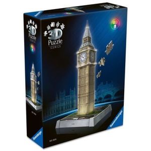 Ravensburger - Puzzle 3D iconic Big Ben cu LED 216 piese model de colectie in miniatura imagine