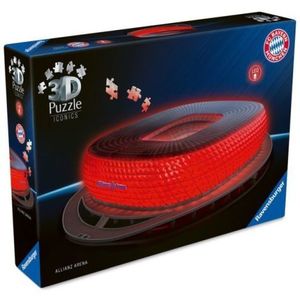 Ravensburger - Puzzle 3D iconic Allianz Arena cu LED 216 piese model de colectie in miniatura imagine