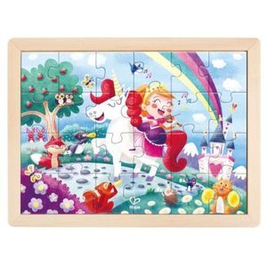 Puzzle din lemn 2 in 1 - Unicorn (26 piese), cu fata dubla si activitate colorare imagine