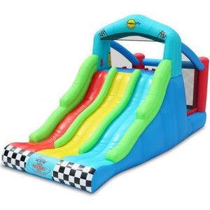Spatiu de joaca gonflabil Race, cu trei tobogane, loc de sarit si de catarat Happy Hop 9774 imagine