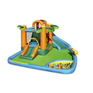 Saltea gonflabila oasis 7 in 1, cu loc de joaca cu bile, tun cu apa, spatiu de catarat, doua tobogane, 30 bile plastic inlcuse imagine
