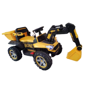 Excavator + bascula electrica Kinderauto Bonet 60W 12V, Telecomanda, culoare galbena imagine