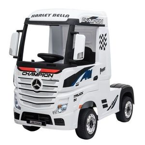 Camion electric pentru copii, Mercedes ACTROS, 4x4, 180W 12V, PREMIUM, alb imagine