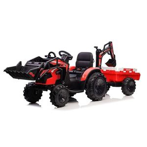 Tractor electric cu remorca pentru copii Kinderauto 720-T, 90W 12V, cupa si incarcator incluse, premium, culoare rosie imagine