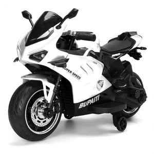 Motocicleta electrica pentru copii, Kinderauto BDQ888 70W 12V cu roti moi, Bluetooth, alba imagine