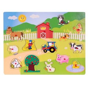 Puzzle din lemn, Ferma, 13 piese imagine