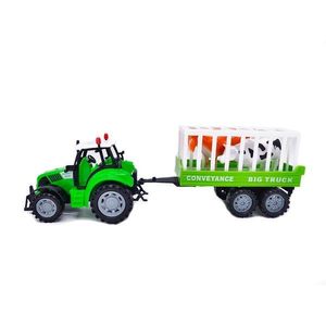 Tractor si remorca cu animale, Farmer Toys, Cool Machines, verde imagine