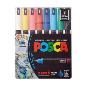 Set markere Posca, UNI PC-1MR, 0.7 MM, Varf Fin Metalic, 8 culori imagine