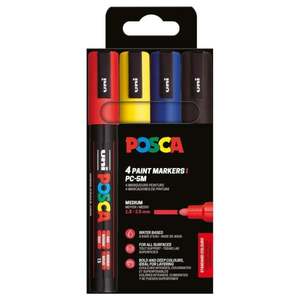 Set markere Posca, UNI PC-5M, 1.8-2.5 MM, 4 culori imagine