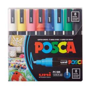 Set markere Posca, UNI PC-5M, 1.8-2.5 MM, 8 culori imagine