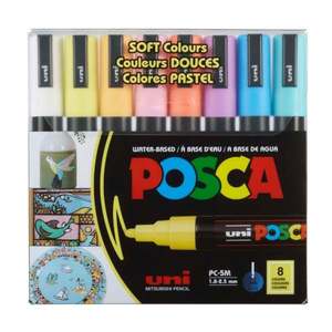 Set markere Posca, UNI PC-5M, 1.8-2.5 MM, 8 culori pastel imagine
