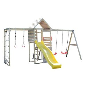 Turn de joaca cu 2 platforme, Wendi Toys, panou de catarare, tobogan, leagan dublu si modul de gimnastica imagine