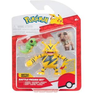 Set 3 figurine de actiune, Pokemon, Caterpie, Electabuzz si Rockruff imagine