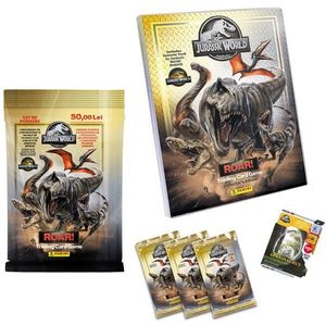 Set album cu 3 pachete si 1 card editie limitata, Panini, Jurassic World Starter Pack imagine